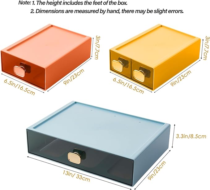Stackable Desk Organizer Drawer 13"Wx9"Lx3.3"H Large Desktop Storage Drawers - Image 2