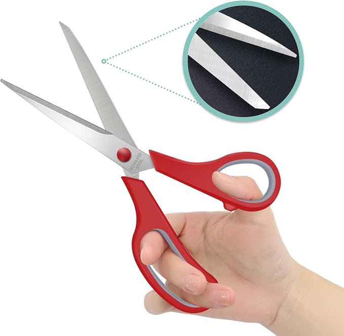 3 Packs 8" Sewing Craft Scissors Bulk, All Purpose Stainless Steel Scissors - Image 4
