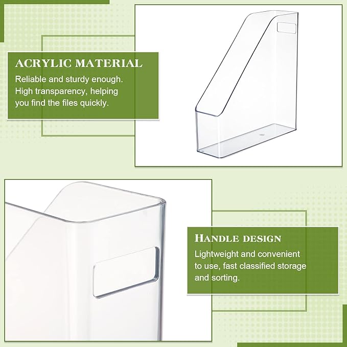20 Pcs Clear Acrylic Magazine File Holder Plastic Desk Organizer - Image 3