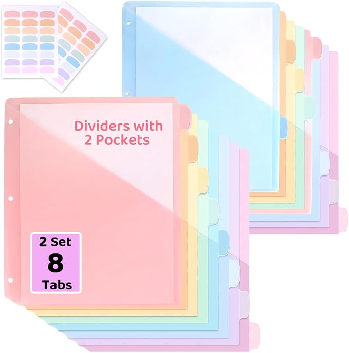 Binder Dividers with Tabs and Pockets, Letter Size by Unknown