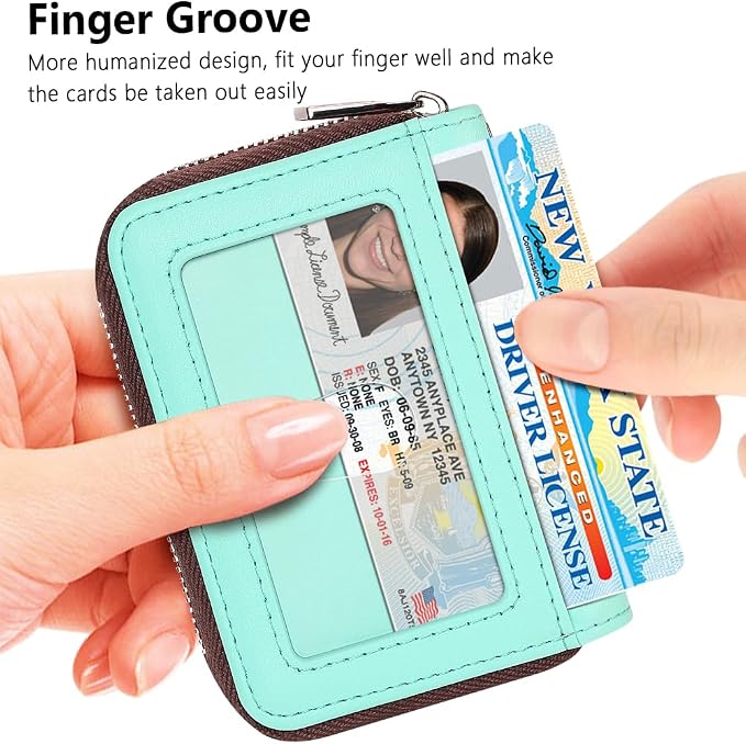 FurArt Zipper Wallet Women, RFID Blocking Credit Card Wallet, Business Card - Image 2