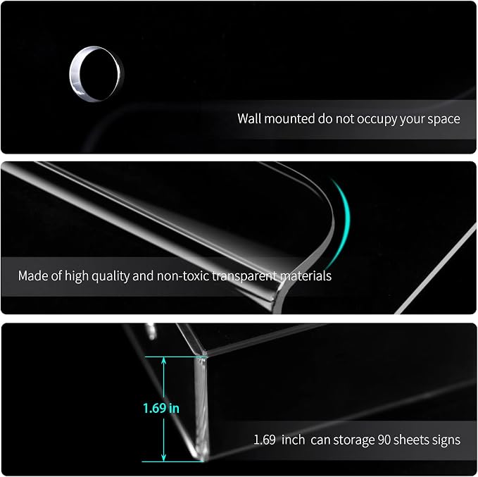 zavekia Acrylic Brochure Holder, 4 Packs 8 x 11.5 Inches Brochure Holder Wall - Image 4