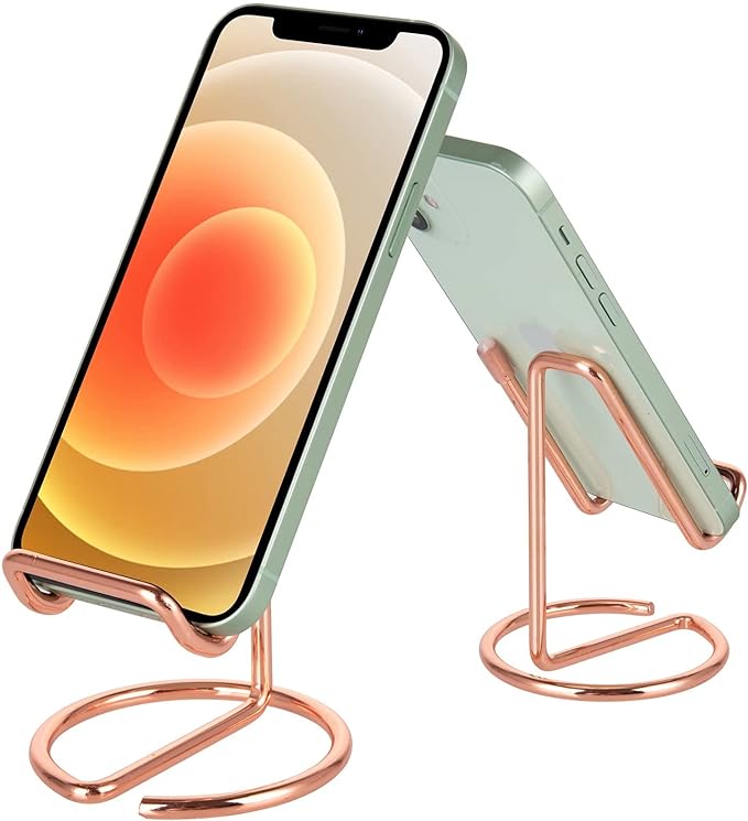 ROPOSY Cell Phone Stand for Desk, Cute Metal Rose Gold Cell Phone Stand Holder by ROPOSY
