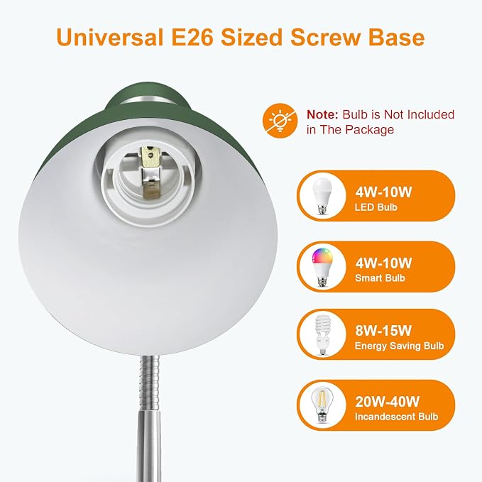 LEPOWER Metal Desk Lamp, Adjustable Goose Neck Table Lamp, Eye-Caring Study - Image 4
