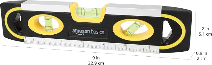 Amazon Basics 9-Inch Magnetic Torpedo Level and Ruler, 180/90/45 Degree Bubbles - Image 5