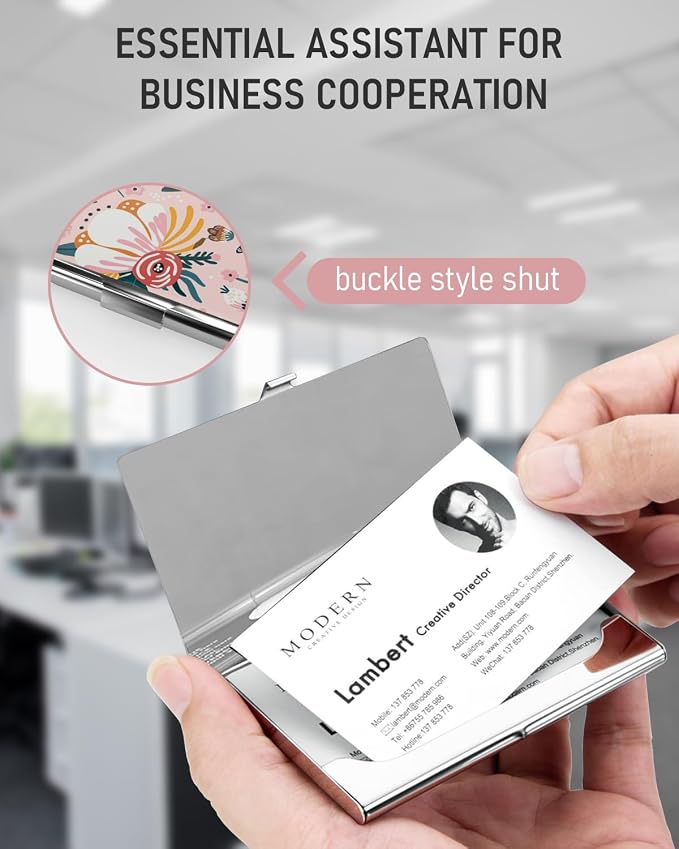 Business Card Metal Slim Organizer, Professional Stainless Steel Square Pocket - Image 5