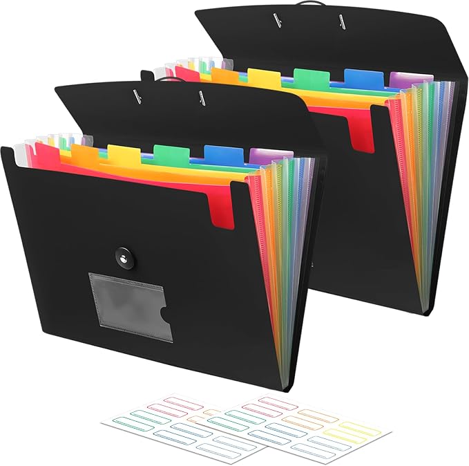 Accordian File Organizer 7 Pocket Expanding File Folder by RIEJIN