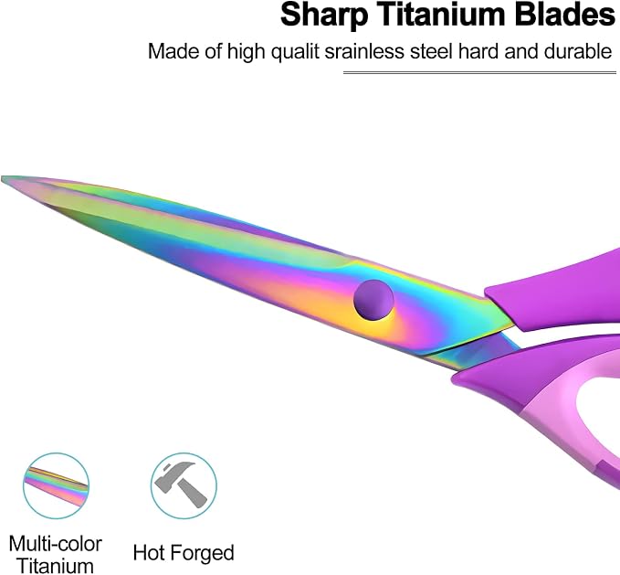 Craft Scissors Set of 3 Pack, All Purpose Sharp Titanium Blades Shears - Image 3