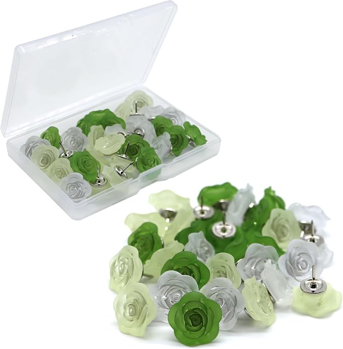 Flower Push Pins 30 Pcs Cute Rose Decorative Push Pins by Keepsweat