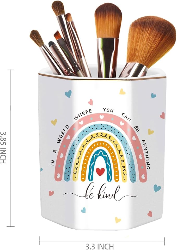Pen Holder for Desk, Cute Ceramic Pencil Holder, Pen Cup Marker Holder Makeup - Image 2