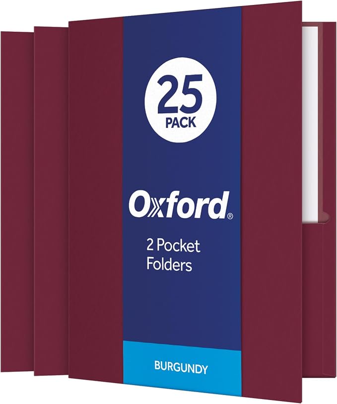 Oxford Two Pocket Folders, Textured Paper, by Oxford