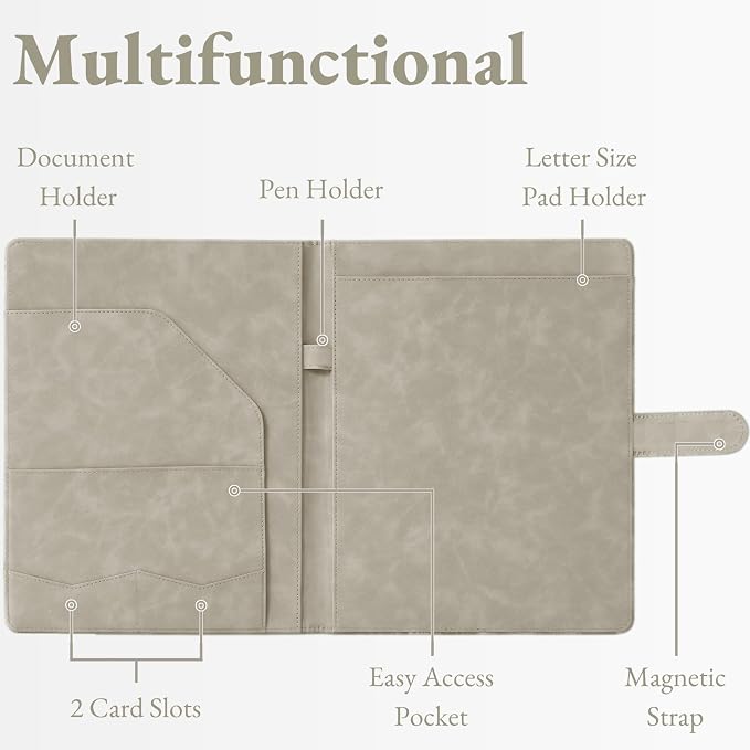 Mymazn Padfolio Portfolio Binder, Faux Leather Interview Resume Folder - Image 3