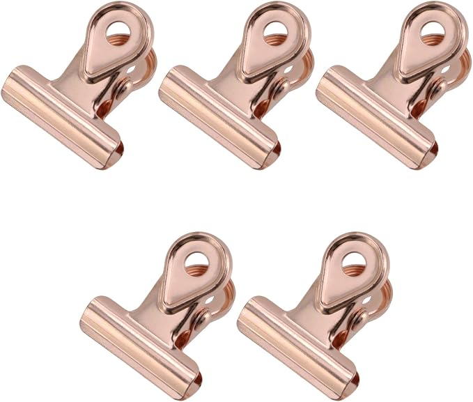 Xiaoyztan Mini Clips, 20mm Wide Rose Gold Bulldog Clips Paper Clip Binder Bull by Welcometoxiaoyztan