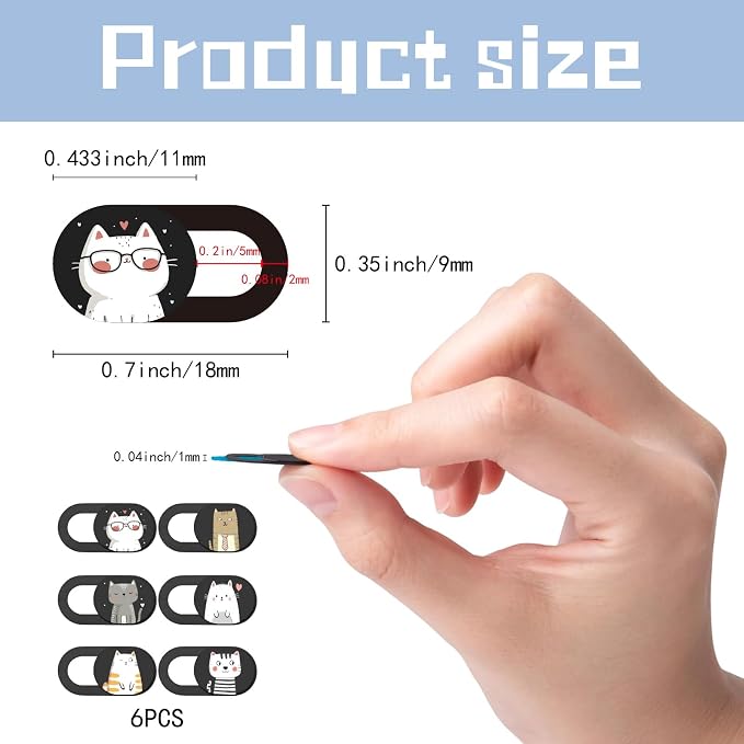 6Pcs Phone Privacy Camera Cover Webcam Camera Cover Slide Cat Pattern Privacy - Image 2