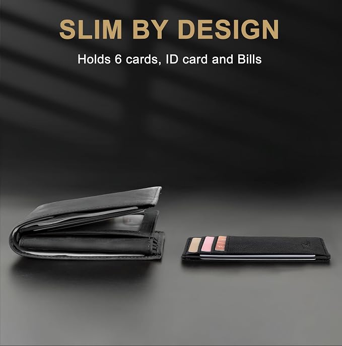 Travelambo Slim Wallet Front Pocket Minimalist Leather RFID Blocking Medium Size - Image 7