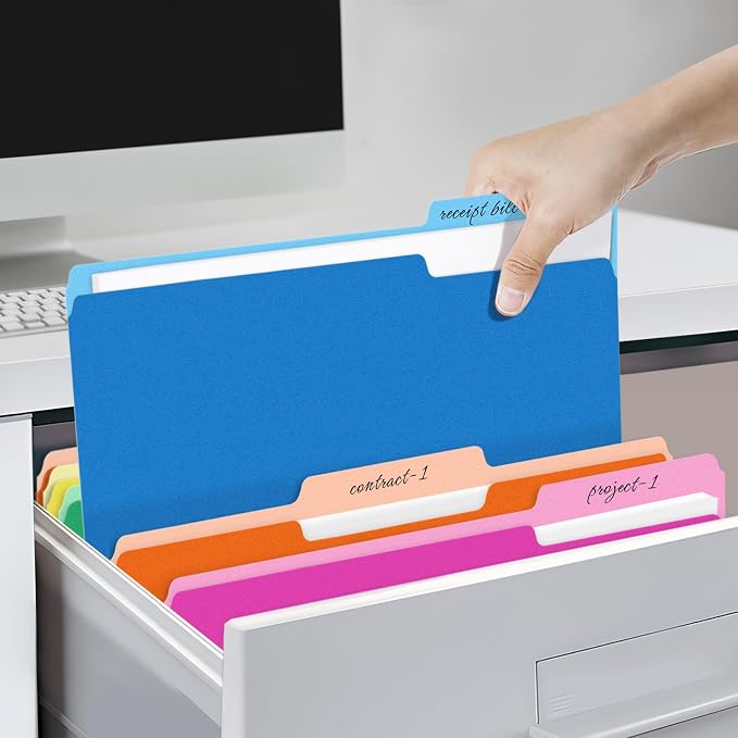 SUNEE File Folders, 100 Pack Manilla Folders 8.5 x 11, Colored File Folders - Image 7