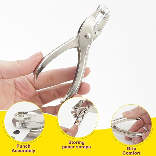 Decymis 2 Pieces Small Single Hole Punch, 1/4 Inch One Hole Paper Punch - Image 5