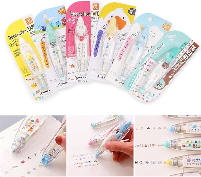 Geluode 6Pcs Decorative Correction Tape, Creative Cartoon Pattern Decorative by Geluode