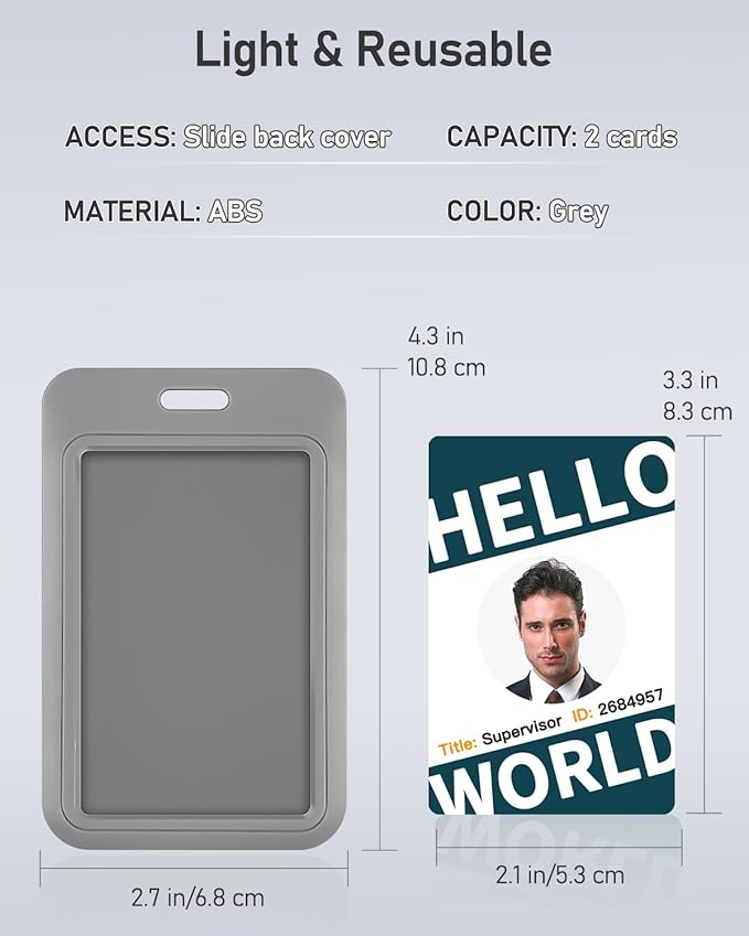 Uniclife 1 Pack Sliding ID Badge Holder Vertical Hard Plastic Case - Image 7