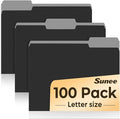 SUNEE File Folders, 100 Pack Manilla Folders 8.5 x 11, Colored Folder Office by SUNEE