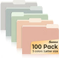 SUNEE File Folders Letter Size Pastel Colors, 100 Pack Manilla Folders 8.5 x 11 by SUNEE