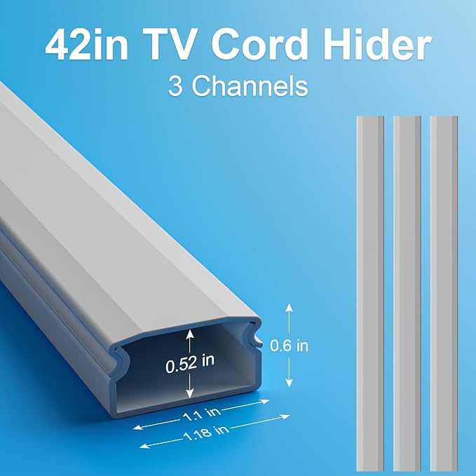 Yecaye TV Cord Hider, 42In Large Cable Hider Grey, Wire Covers - Image 3
