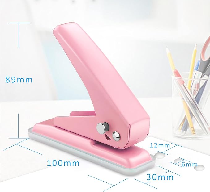 Single Hole Puncher, 1/4" Hole, 20 Sheet Capacity, 1 Pack | Metal Paper Punch - Image 2