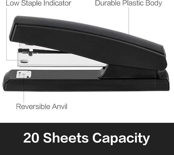 Deli Stapler, Desktop Stapler, Office Staplers, 25 Sheet Capacity, Includes - Image 2