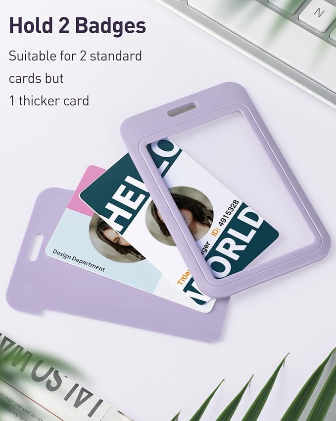 Uniclife 1 Pack Sliding ID Badge Holder Vertical Hard Plastic Case - Image 2