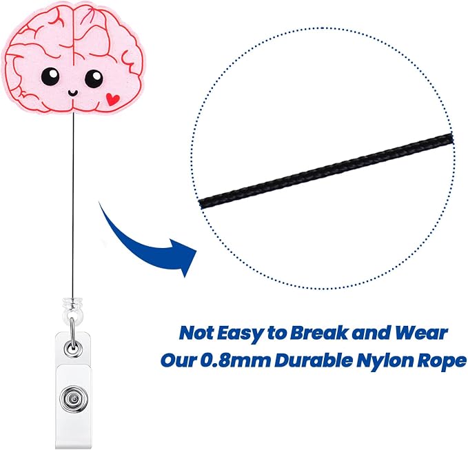 Cute Pink Brain Funny Neurology Nurse Badge Reel, Acrylic Retractable ID Card - Image 5