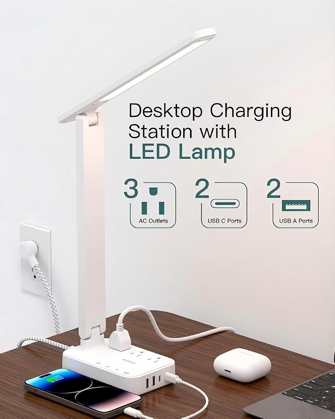 Addtam LED Desk Lamp, Power Strip - Image 2