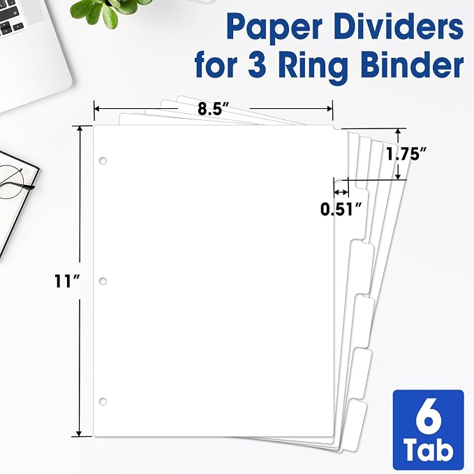 204 Pcs Binder Dividers with Tabs, 1/6 Cut Tabs, Dividers - Image 2