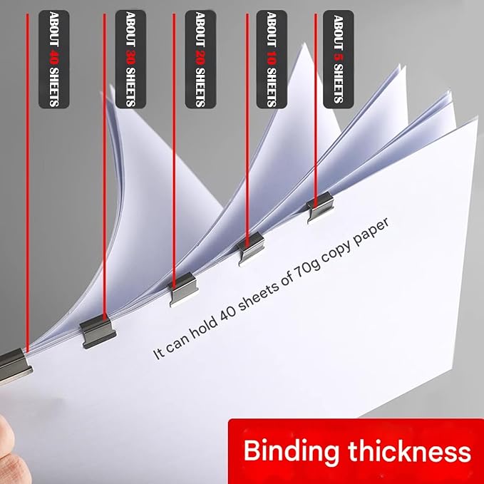 4 Pcs Portable Binder Clip Stapler, Includes 200 Reusable Push Clips, Handheld - Image 4