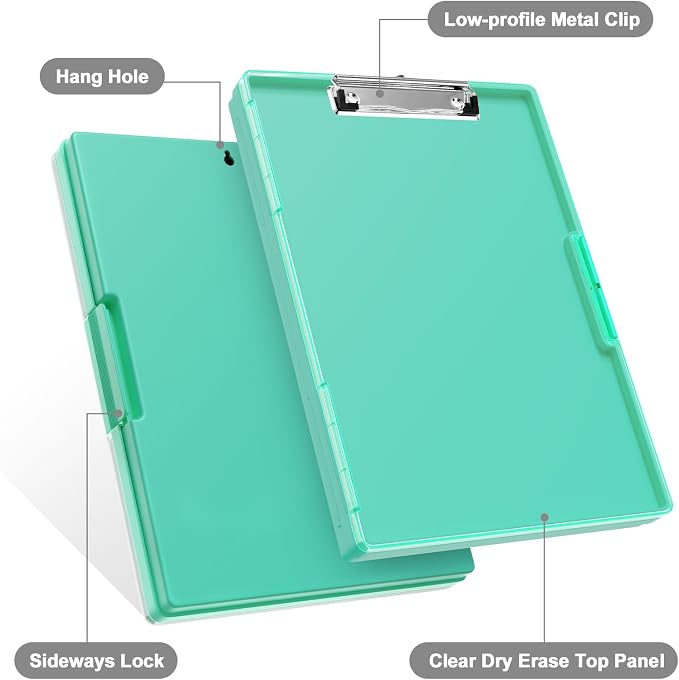 Piasoenc Clipboard with Storage, 8.5 x 11 Clip Boards with 2 Storage, Folio & - Image 8