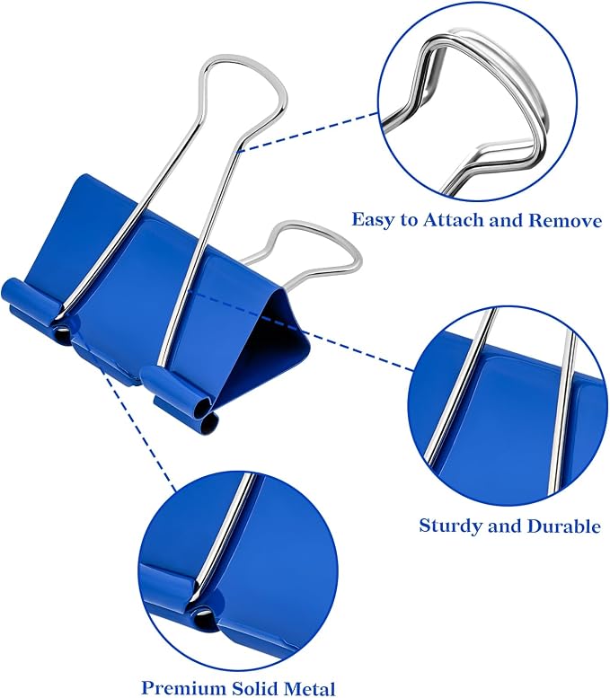 Temiary 24 Pcs Binder Clips, 1.26 Inch Medium Metal Binder Paper Clip - Image 3