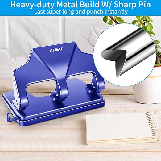 AFMAT 3 Hole Punch Heavy Duty, 40-Sheet Three Hole Punch, 50% Reduced Effort - Image 4