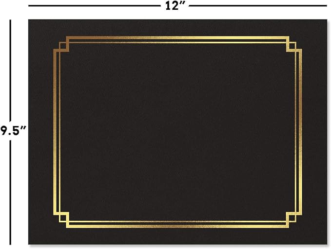 Classic Black & Gold Certificate Folders- Packs 25, Linen Cover 80 lb. Stock - Image 2
