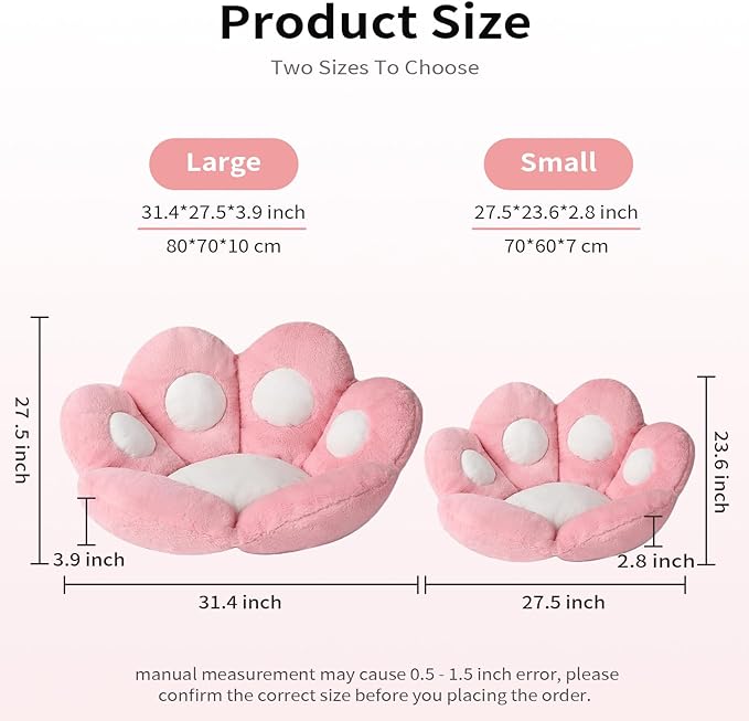 Ditucu Cat Paw Cushion Kawaii Chair Cushions 31.4 x 27.5 inch Cute Stuff Seat - Image 3