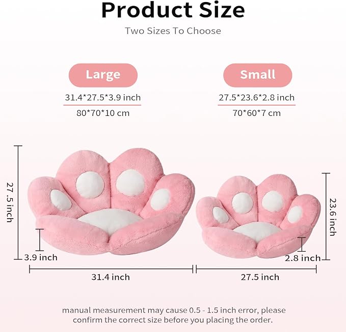 Ditucu Cat Paw Cushion Kawaii Chair Cushions 27.5 x 23.6 inch Cute Stuff Seat - Image 3