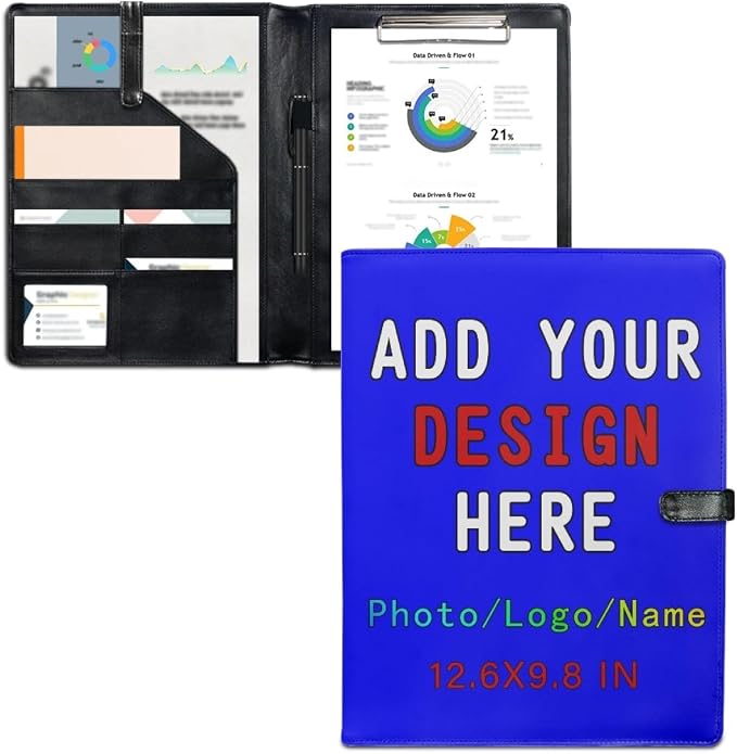 Personalized Leather Portfolio for Men Women, Custom Logo/Text/Photo Binder by LMPTOEI