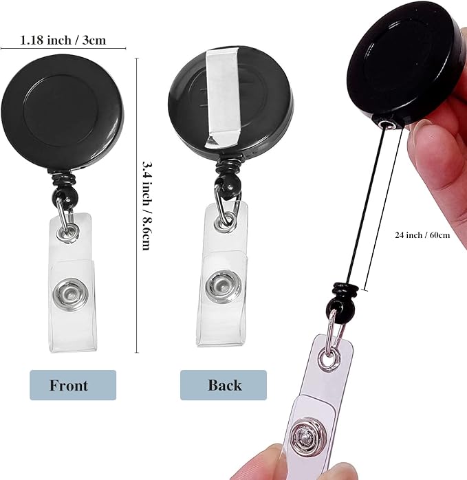 30 Pack Retractable Badge Holders, Badge Reel Name ID Badge Clips - Image 2