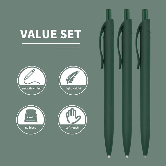 deegtran Pens Bulk, 50 Pack No Bleed Green Click, Wholesale Retractable - Image 3
