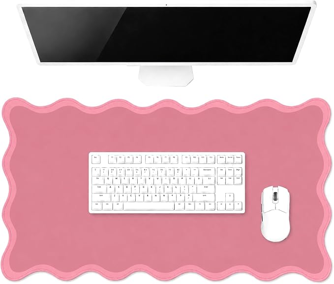 Hahafelt Scalloped Desk Mat Large Desk Pad Cute Coquette Table Mat Back to by Hahafelt