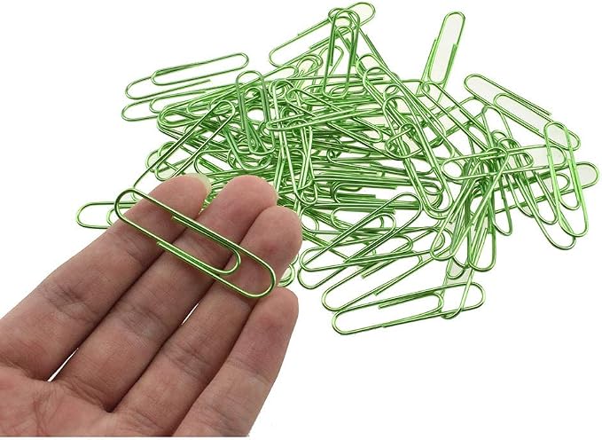 HAHIYO Paper Clips Large 2 inches Length Green Paperclips Vinyl Coated Prevent by HAHIYO