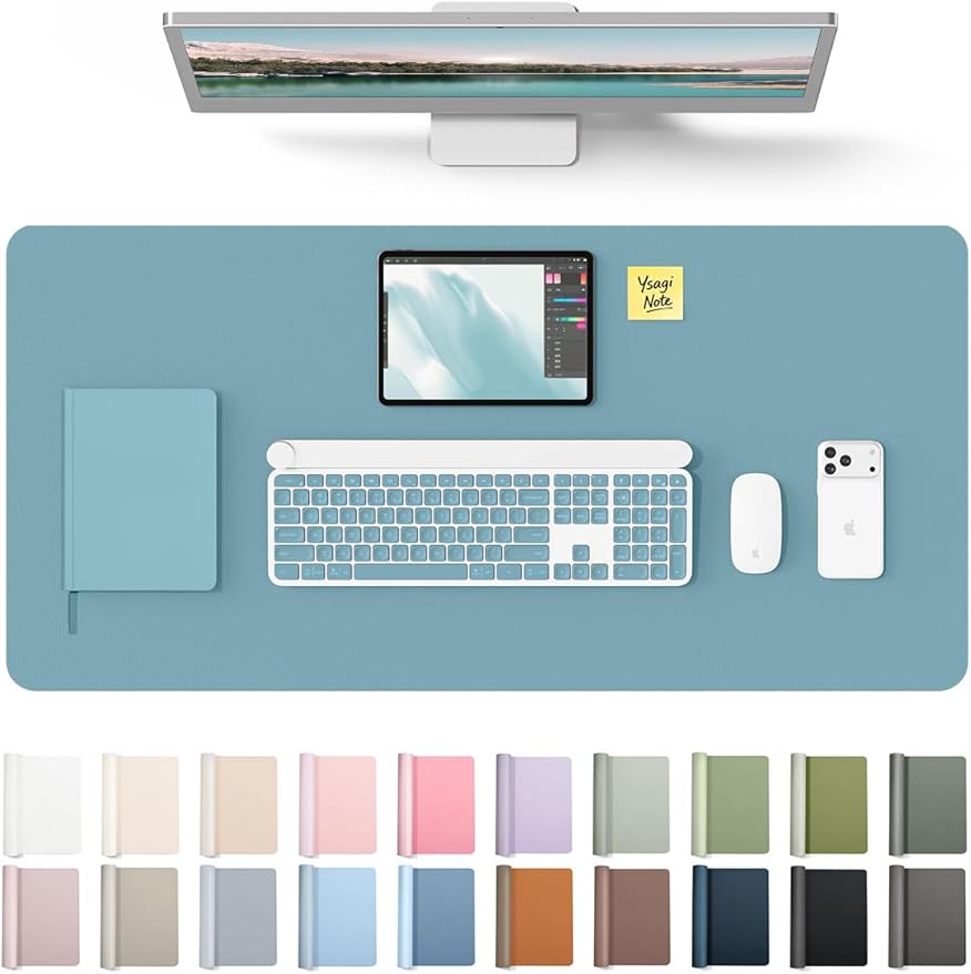 YSAGi Leather Desk Pad Protector, Office Desk Mat, Large Mouse Pad, Non-Slip PU by YSAGi
