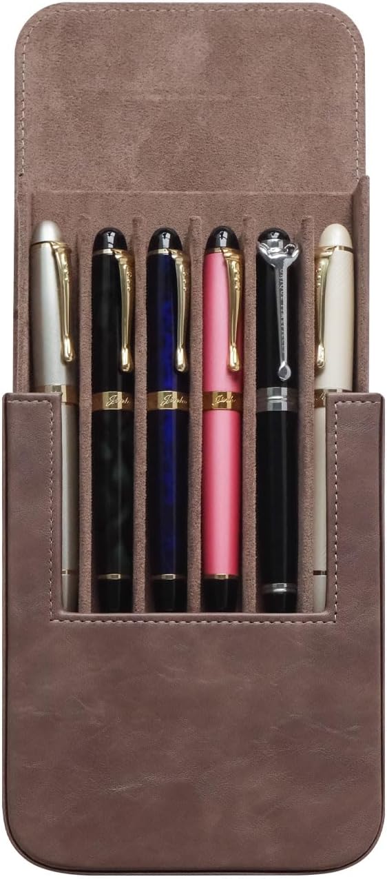 Leather 6 Fountain Pen/Pencil Tray Case, Magnetic Closure - Image 9