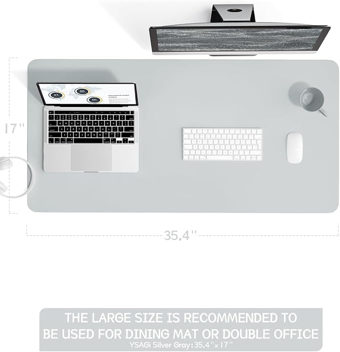 YSAGi Non-Slip Leather Desk Pad L Size, Waterproof Laptop Computer Desk - Image 2