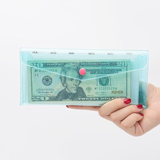 Cash Envelope Wallet PVC Blue Budget Wallet Money Pocket Dividers Frosted PP - Image 3