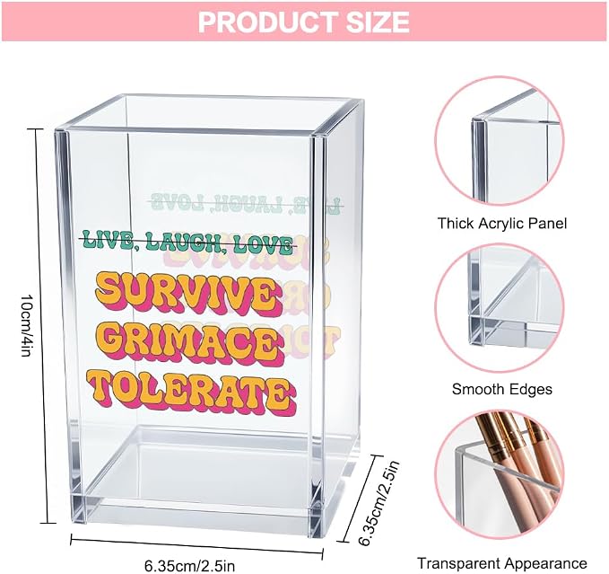 Live Laugh Love Funny Anti Cliche Acrylic Cosmetic Pencil Pen Holder Cup - Image 2