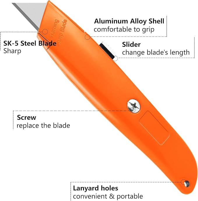 DIYSELF 2Pack Utility Knife Box Cutter Retractable Blade Heavy Duty PVC Pipe - Image 5